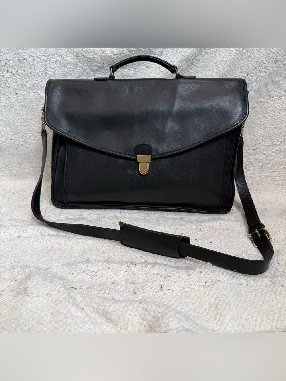 Vintage Coach Morgan black leather messenger bag briefcase crossbody US 1987-93